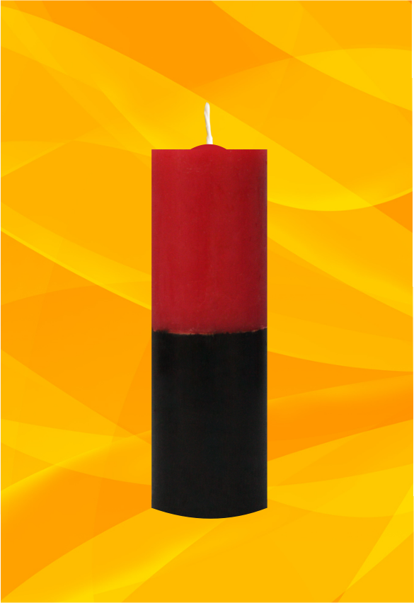 vela votiva bicolor vermelha e preta