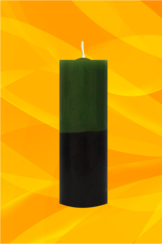 vela votiva bicolor verde e preta
