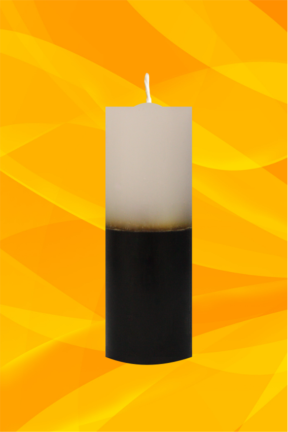 vela votiva bicolor branca e preta